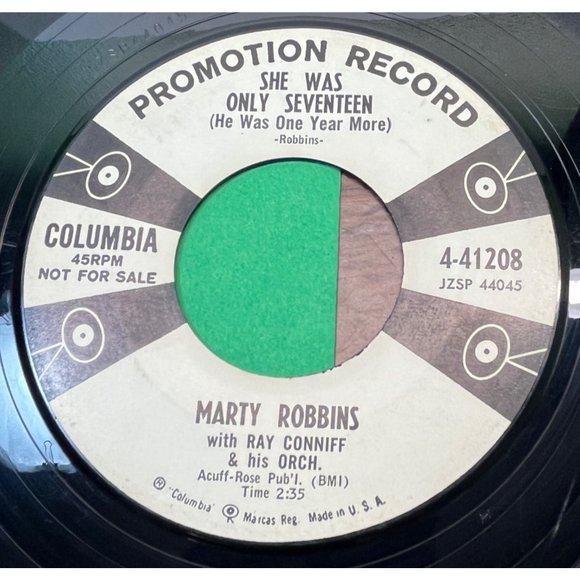 Marty Robbins She Was Only Seventeen / Sittin' in a Tree House 45 Country Promo - Picture 1 of 4